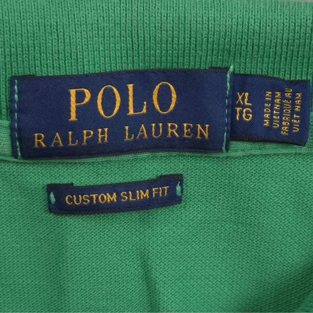 Polo Ralph Lauren Mens XL Custom Slim Fit Green Polo Shirt Short Sleeve Cotton